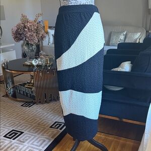 RITA ROW Black and cream Colorblock Midi Skirt